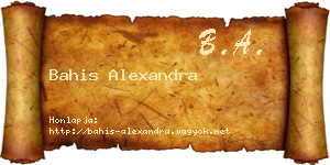 Bahis Alexandra névjegykártya